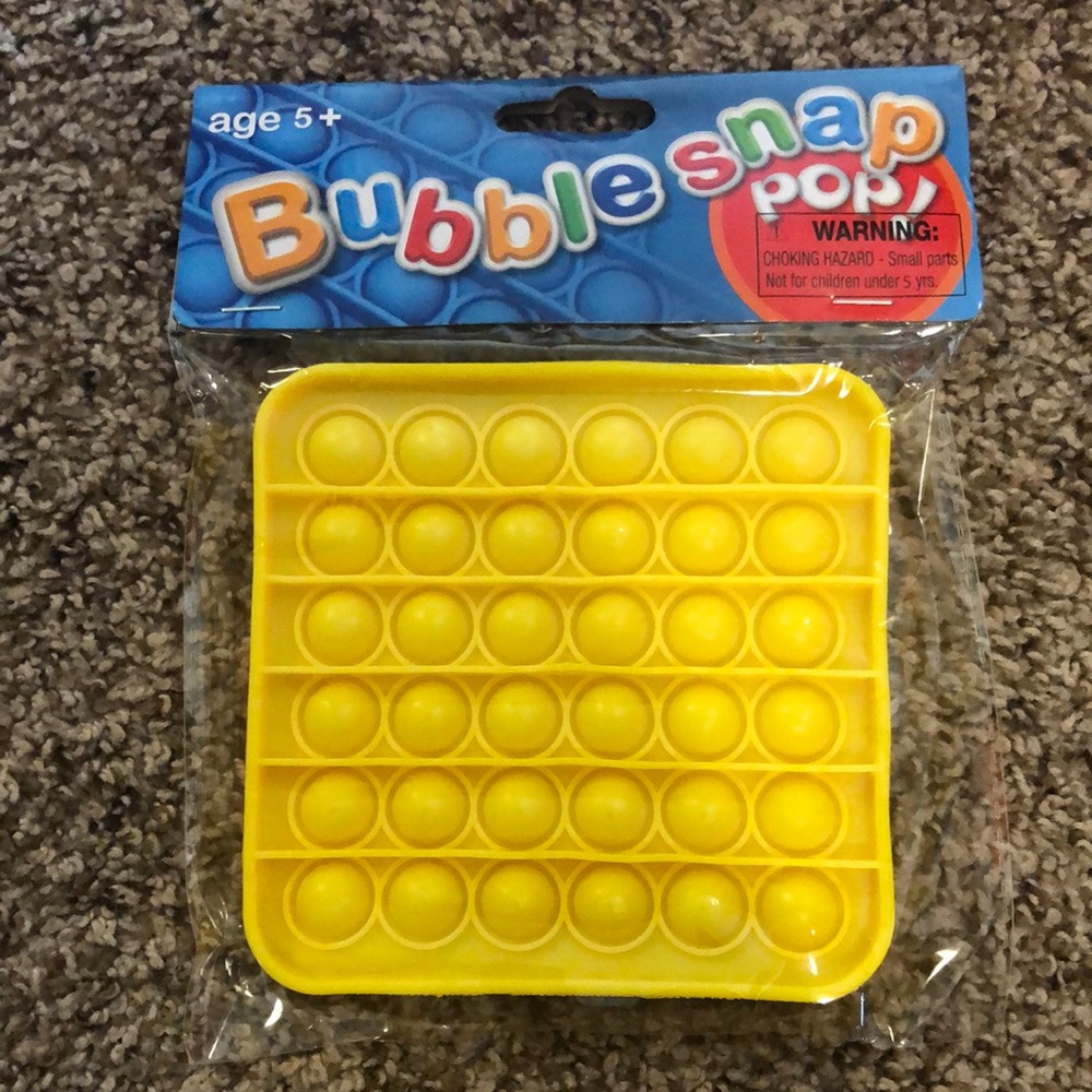 Yellow Square Bubble Snap Pop It Fidget Toy